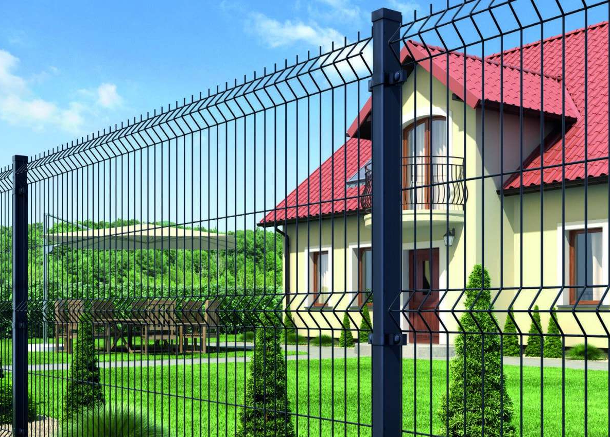 3д забор черного цвета для частного дома